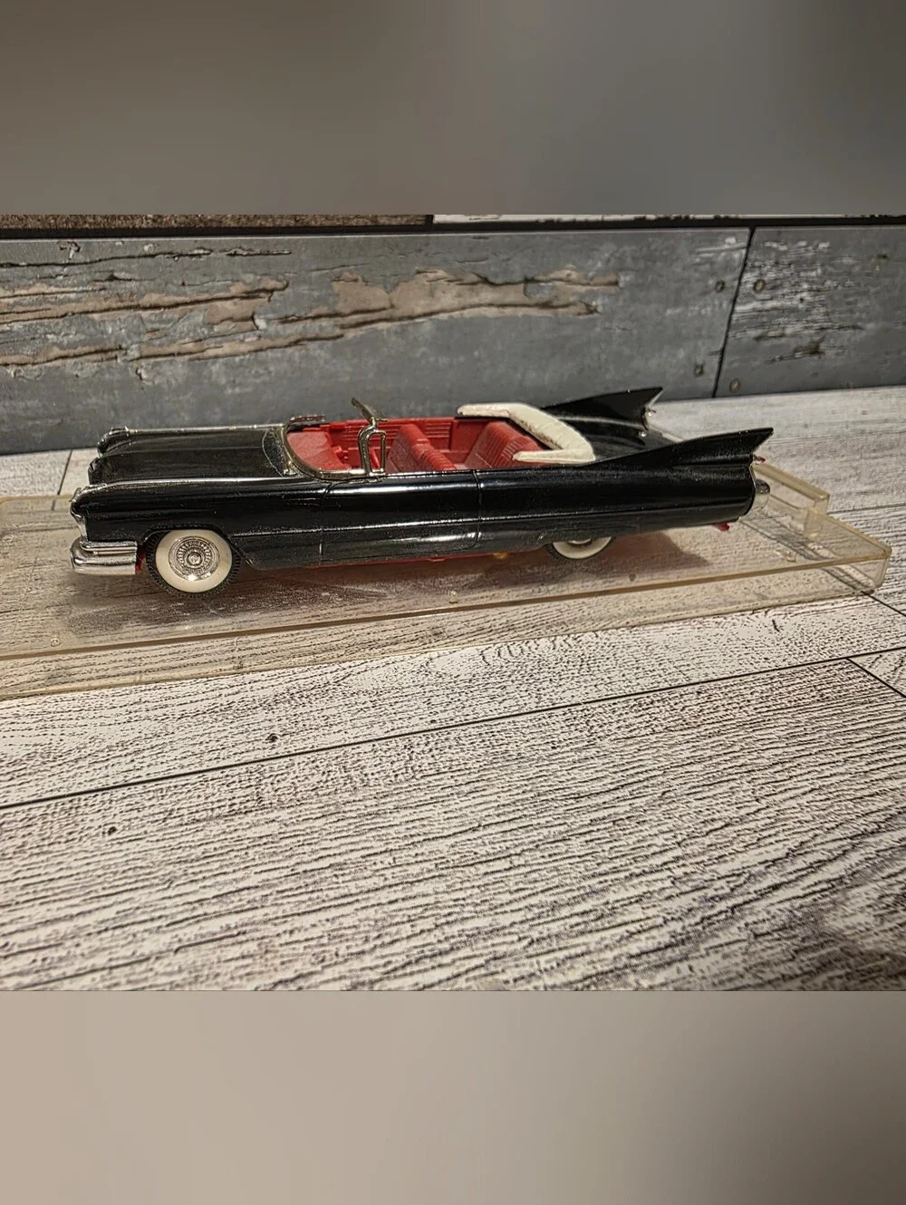 Cadilac Black Convertible Model Car Home Accent with Red Interior